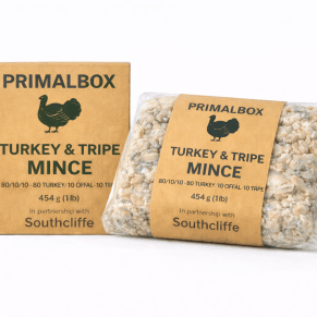 Turkey / Tripe Mince Block – 454g (Human-Grade Raw Dog Food)