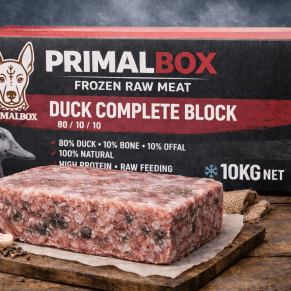 10kg  Duck Complete Block (80/10/10) – Frozen Raw Dog Food