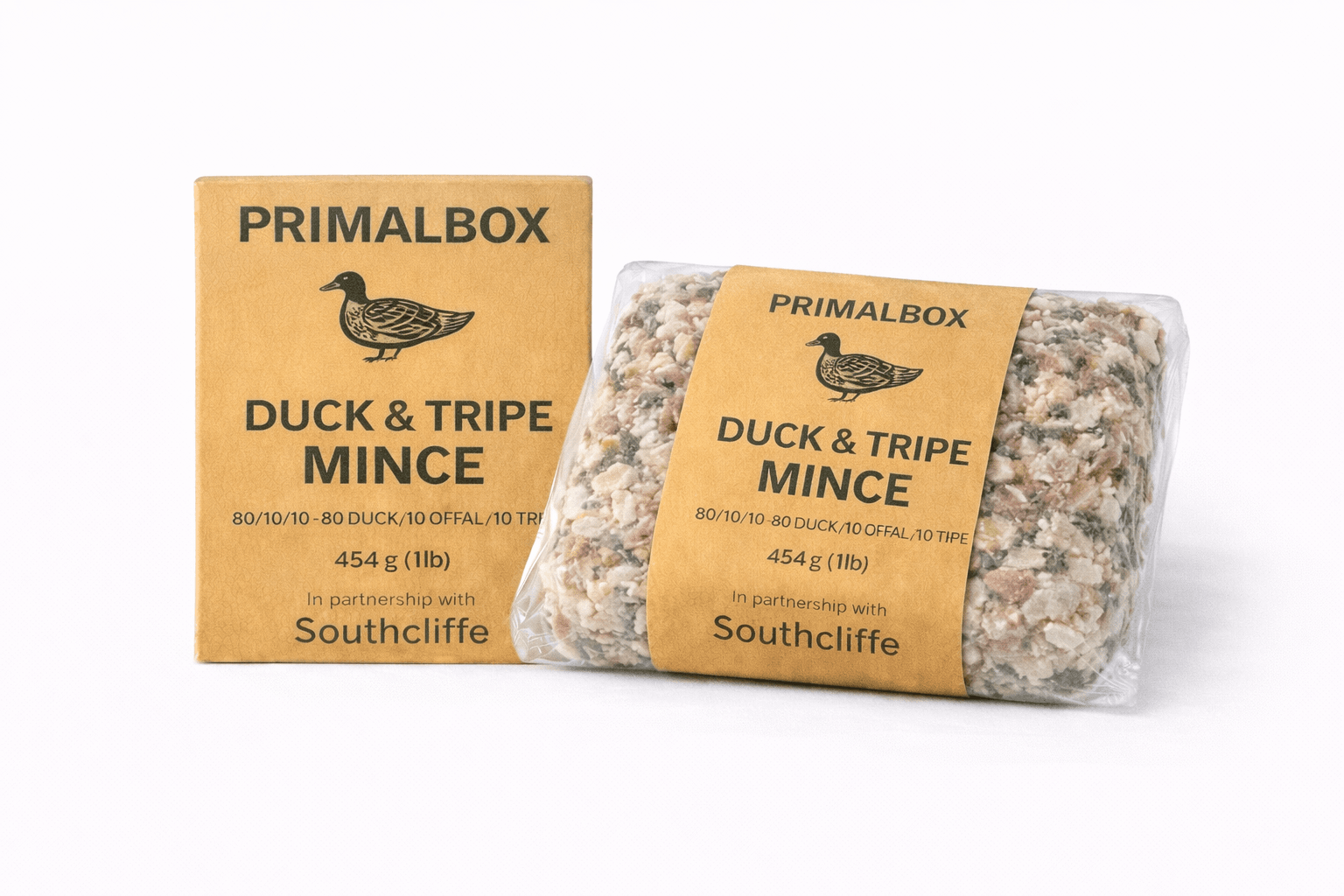 Duck & Tripe Complete Mince Block – 454g (Human-Grade Raw Dog Food)