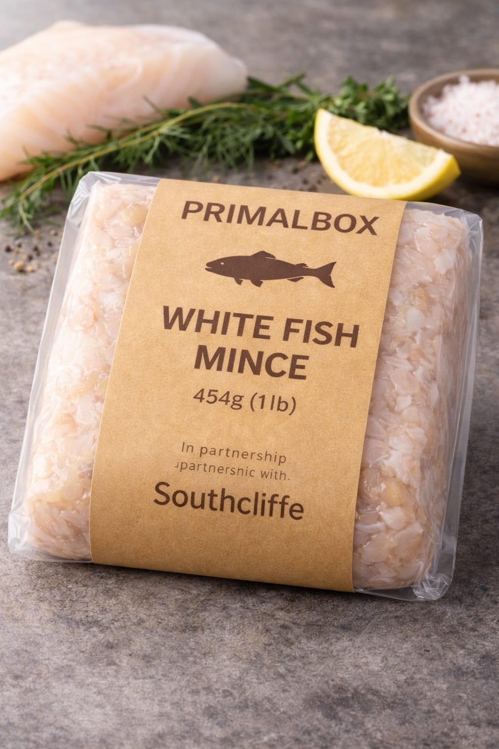 White Fish Comeplete Mince Block – 454g (Human-Grade Raw Dog Food)