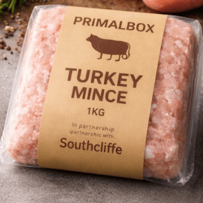 PrimalBox Turkey 90:10 Raw Mince 1KG – 90% Meat 10% Bone