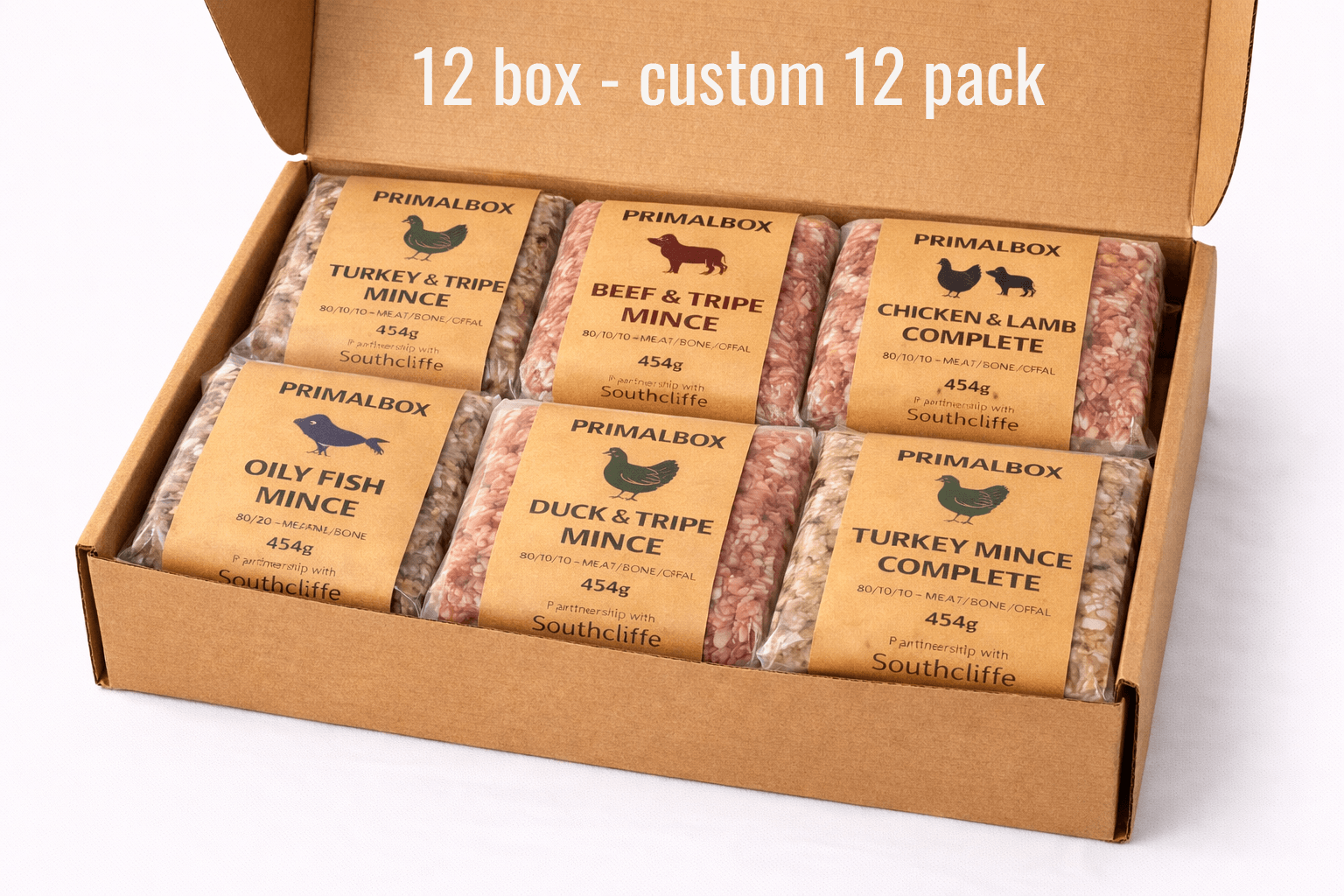 PrimalBox™ – Customisable Raw Dog Food Box (12 Human-Grade Mince Blocks)