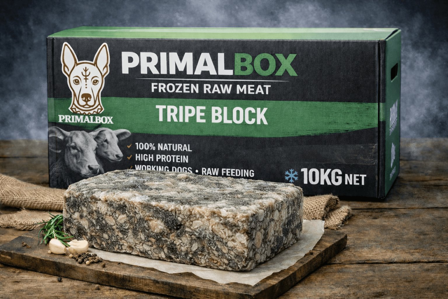 10kg Green Beef Tripe Block – Frozen Raw Dog Food