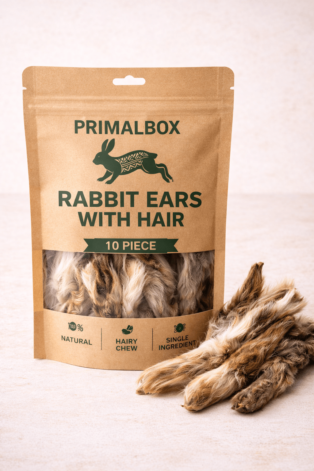 Rabbit Ears with Hair – Natural Dog Treats (10 Piece)