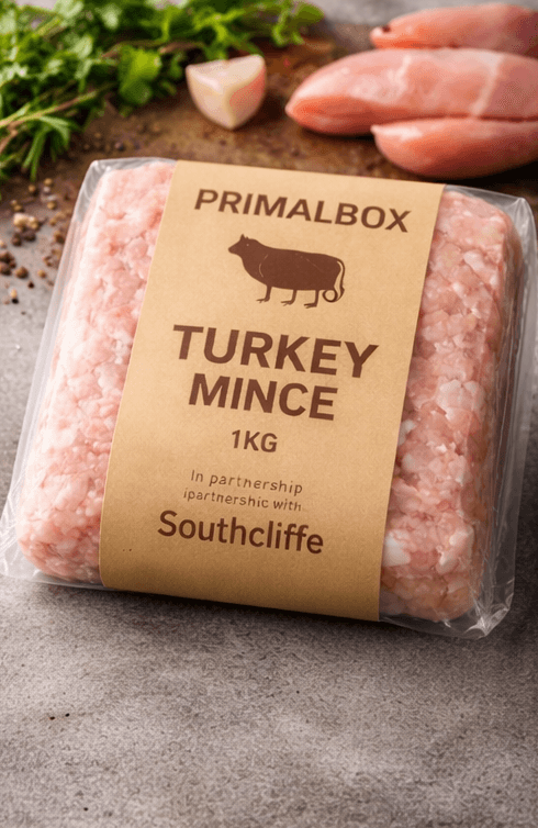 PrimalBox Turkey 90:10 Raw Mince 1KG – 90% Meat 10% Bone