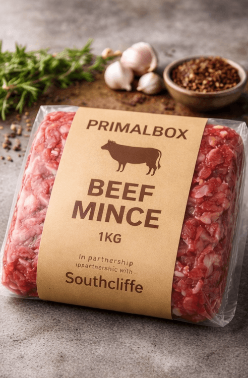 PrimalBox Beef 90:10 Raw Mince 1KG – 90% Meat 10% Bone
